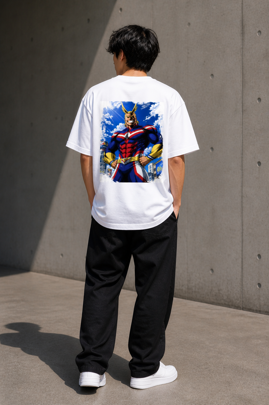 Anime Hero Back Print T-Shirt (All Might Inspired) – Premium Oversized Fit