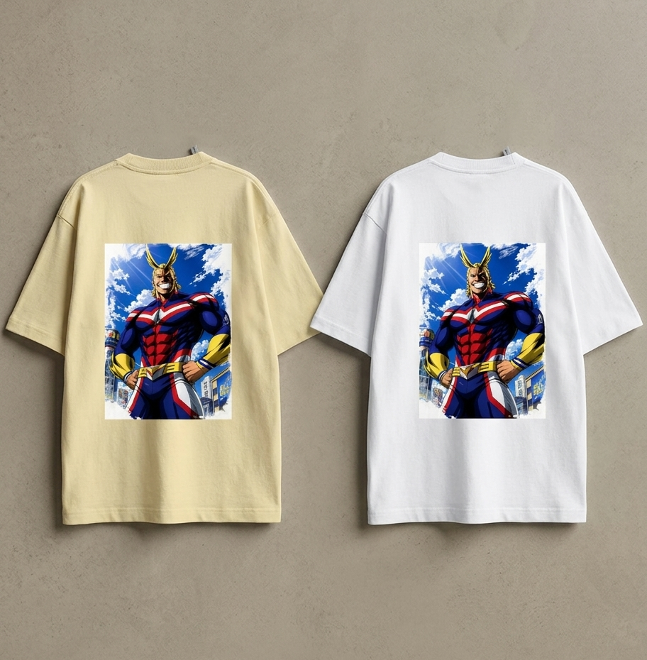 Anime Hero Back Print T-Shirt (All Might Inspired) – Premium Oversized Fit