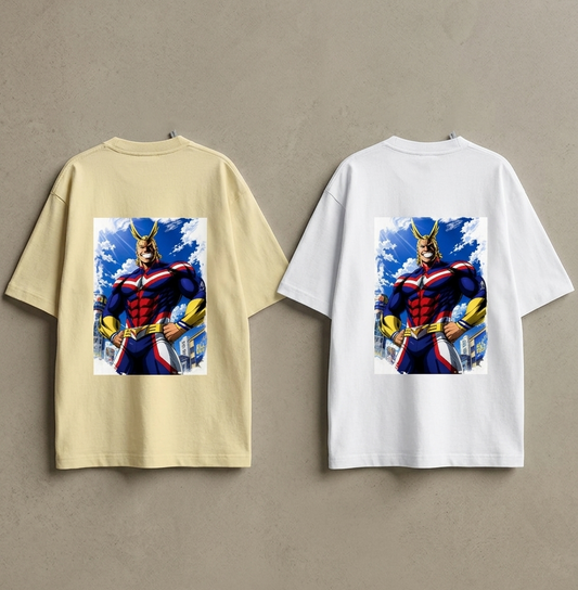 Anime Hero Back Print T-Shirt (All Might Inspired) – Premium Oversized Fit